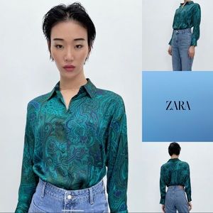 ZARA Paisley Printed Button Shirt Sz XL
